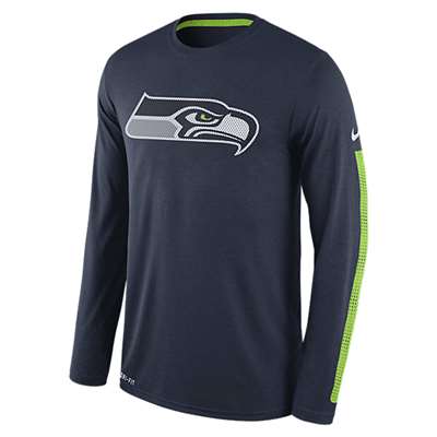 Nike Seattle Seahawks Dri-FIT Long Sleeve Perforated Logo T-Shirt