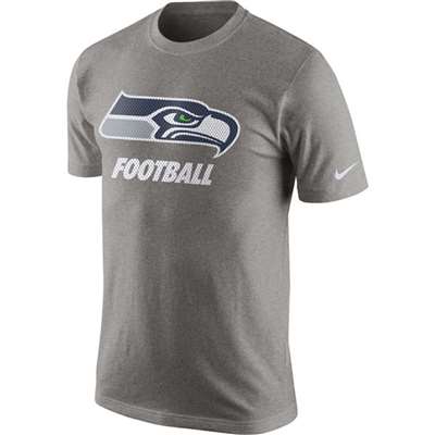 Nike Seattle Seahawks Perforated Logo Football T-Shirt - Grey