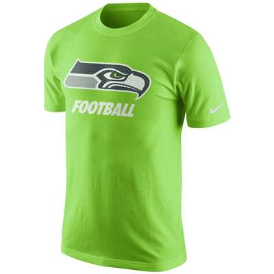 Nike Seattle Seahawks Perforated Logo Football T-Shirt - Neon Green