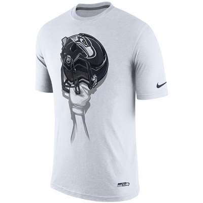 Nike Seattle Seahawks Tri-Blend Helmet T-Shirt - White