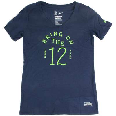 Nike Seattle Seahawks Women's Tri-Blend V-Neck T-Shirt - Bring on the 12