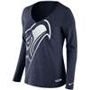 Nike Seattle Seahawks Women's Tri-Blend Long Sleeve V-Neck T-Shirt