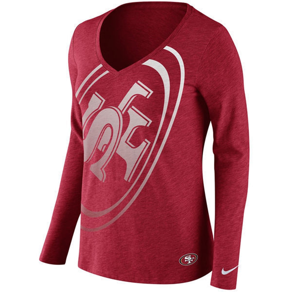 Nike San Francisco 49ers Women's Tri-Blend Long Sleeve V-Neck T