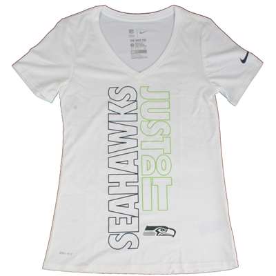 Nike Seattle Seahawks Women's Dri-FIT JDI V-Neck T-Shirt - White