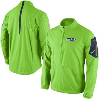 Nike Seattle Seahawks 1/4 Zip Lightweight Wind Jacket - Neon Green