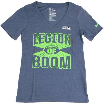 Nike Seattle Seahawks Women's Tri-Blend V-Neck T-Shirt - Legion of Boom