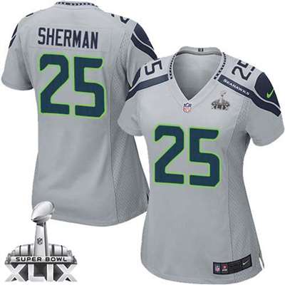 Nike Seattle Seahawks Women's SB Richard Sherman Game Jersey - Grey #25