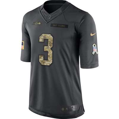 Nike Seattle Seahawks Russell Wilson Salute to Service Special Edition Game Jersey - Charcoal #3