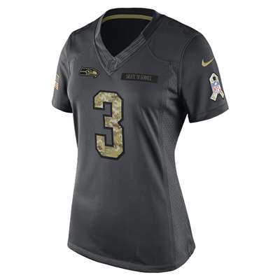 Nike Seattle Seahawks Women's Salute to Service Russell Wilson Game Jersey - Black #3