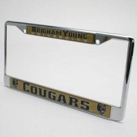Brigham Young Metal License Plate Frame W/domed Insert - Gold Background