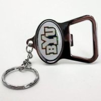 Brigham Young Metal Key Chain And Bottle Opener W/domed Insert - White Background