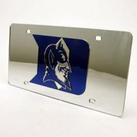 Duke Inlaid Acrylic License Plate - Silver Mirror Background