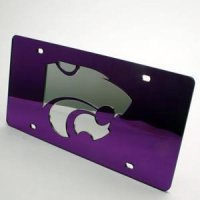 Kansas State Inlaid Acrylic License Plate - Purple Mirror Background