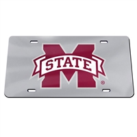 Mississippi State Inlaid Acrylic License Plate - Silver Mirror Background
