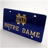 Notre Dame Inlaid Acrylic License Plate - Blue Mirror Background