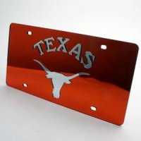 Texas Inlaid Acrylic License Plate - Orange Mirror Background