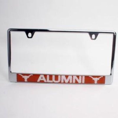 Texas Alumni Metal License Plate Frame W/domed Insert - Orange Background