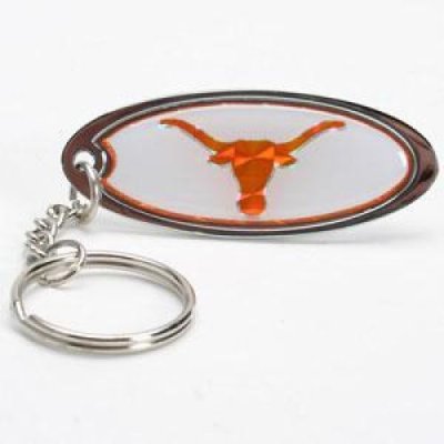 Texas Metal Key Chain W/domed Insert - White Background
