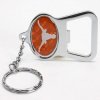 Texas Metal Key Chain And Bottle Opener W/domed Insert - Orange Background
