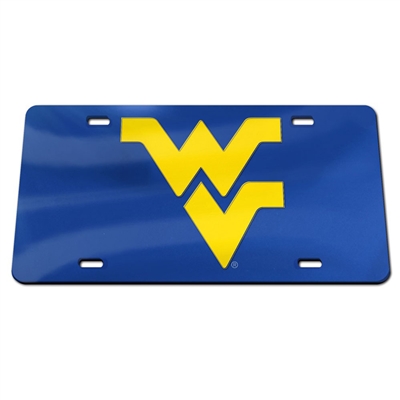 West Virginia Inlaid Acrylic License Plate - Blue Mirror Background