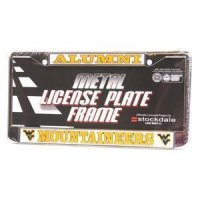 West Virginia Mountaineers Alumni Metal License Plate Frame W/domed Insert - White Background