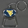 West Virginia Metal Key Chain And Bottle Opener W/domed Insert - Blue Background