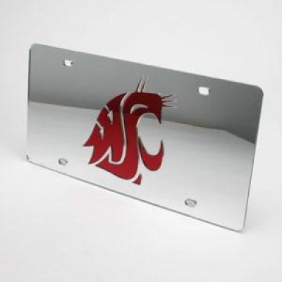 Washington State Inlaid Acrylic License Plate - Silver Mirror Background