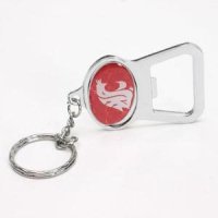 Washington State Metal Key Chain And Bottle Opener W/domed Insert - Cougar Head