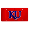 Kansas Jayhawks Inlaid Acrylic License Plate - Red