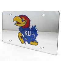 Kansas Jayhawks Inlaid Acrylic License Plate - Silver