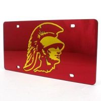Usc Inlaid Acrylic License Plate - Red