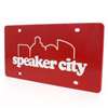 Speaker City Inlaid Acrylic License Plate - Red