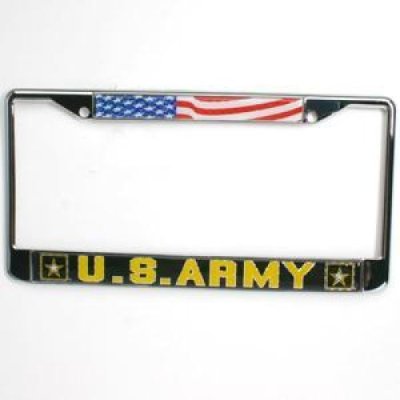U.s. Army Metal License Plate Frame W/domed Insert