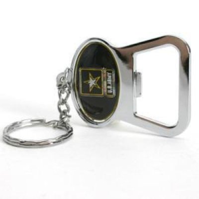 U.s. Army Metal Key Chain And Bottle Opener W/domed Insert