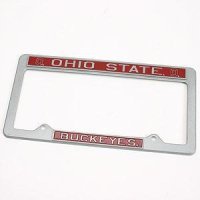 Ohio State Metal License Plate Frame - Pewter Look Design