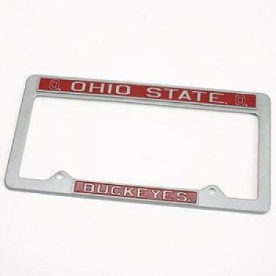 Ohio State Metal License Plate Frame - Pewter Look Design