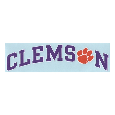 Clemson Decal - Arched Clemson With Paw