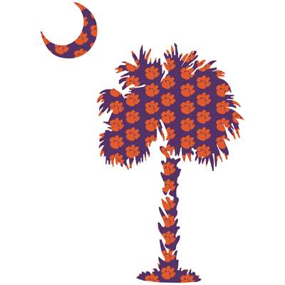 Clemson Decal - Palm, Moon With Paws