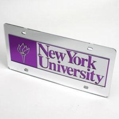 New York University License Plate - Mirrored Silver