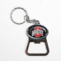 Ohio State Metal Key Chain And Bottle Opener W/domed Insert - Black