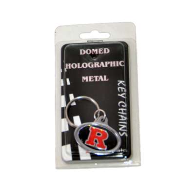 Rutgers Metal Key Chain W/domed Insert - Black