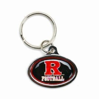 Rutgers Football Metal Key Chain W/domed Insert - Black