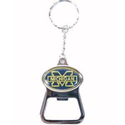 Michigan Metal Key Chain And Bottle Opener W/domed Insert