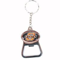 Oklahoma State Metal Key Chain And Bottle Opener W/domed Insert