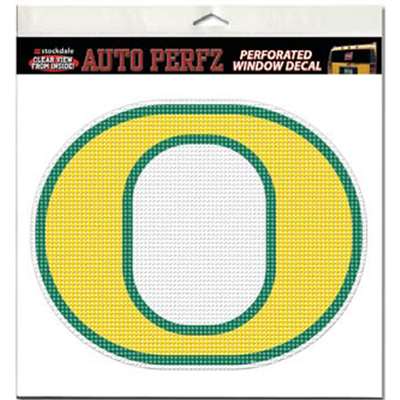 Oregon Ducks Perforated Vinyl Window Decal - O Logo Yellow with Green Outline