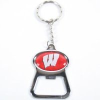 Wisconsin Metal Key Chain And Bottle Opener W/domed Insert