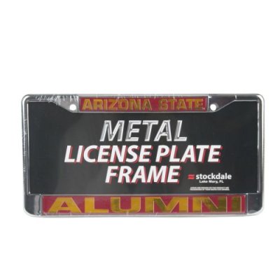 Arizona State Sun Devils Alumni Metal License Plate Frame W/dome Insert - Maroon Background