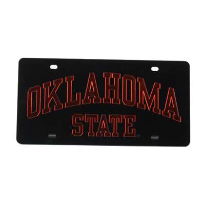 Oklahoma State Cowboys Inlaid Acrylic License Plate - Black
