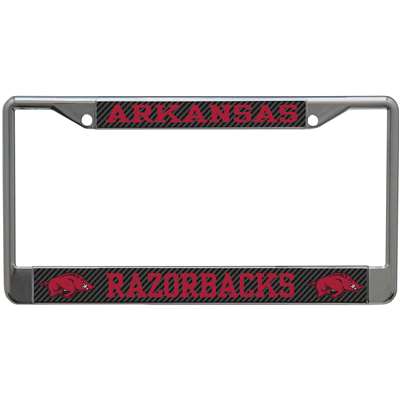 Arkansas Razorbacks Metal License Plate Frame - Carbon Fiber