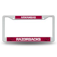 Arkansas Razorbacks White Plastic License Plate Frame